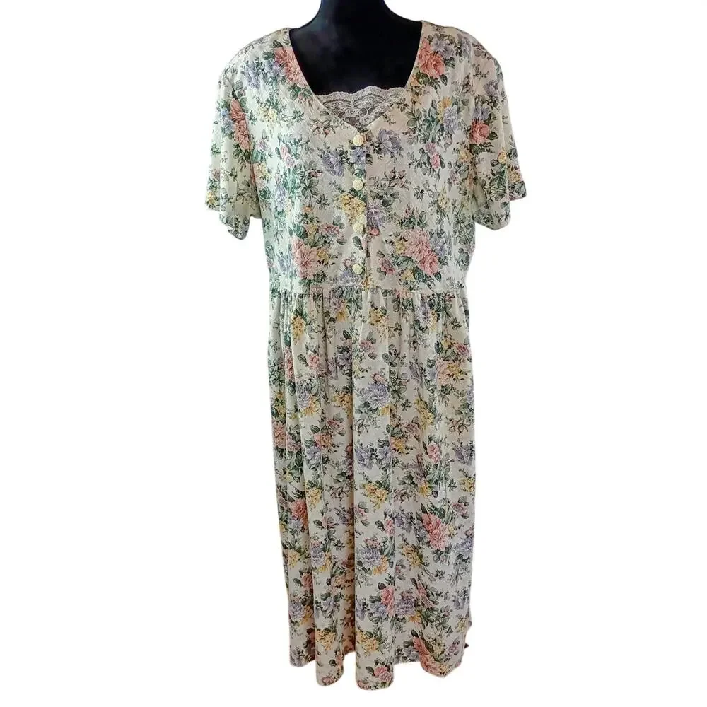 Ransom Women's Vintage Floral Maxi Dress 3XL Cotton Polyester Spring Vacation - Picture 2 of 5